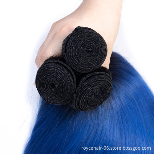 100% Virgin Remy Brazilian Human Hair Bundles  Ombre Color Human Hair Bundles  OT Blue Hair